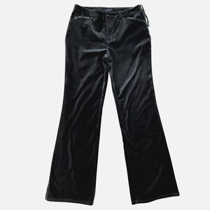 Jones New York Signature Dark Gray Velvet Stretch Pants‎ Women's 8 Beaded Pocket